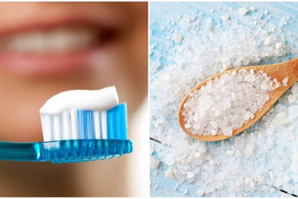 Làm trắng răng bằng muối và kem đánh răng
