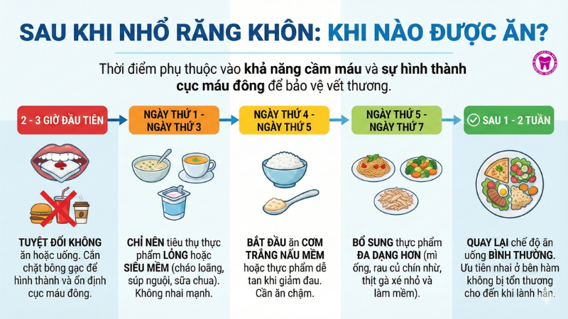 Sau khi nhổ răng khôn bao lâu thì được ăn? Sau khi nhổ răng khôn bao lâu thì được ăn?