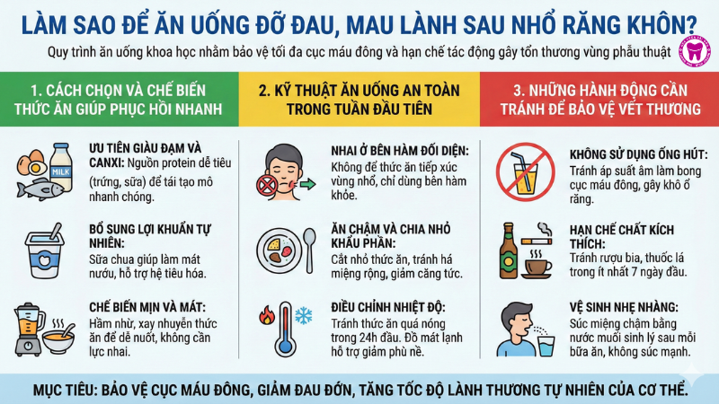 Làm sao để ăn uống đỡ đau, mau lành sau nhổ răng khôn? Làm sao để ăn uống đỡ đau, mau lành sau nhổ răng khôn?