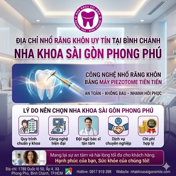 Nhổ răng khôn bằng máy Piezotome: Không đau, nhanh lành 4 Nha khoa Sài Gòn Phong Phú – Địa chỉ nhổ răng khôn uy tín tại Bình Chánh