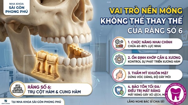 Răng số 6 có thay không? Giải đáp từ chuyên gia Nha khoa 3 Răng số 6 được xem là “trụ cột” quan trọng trên cung hàm