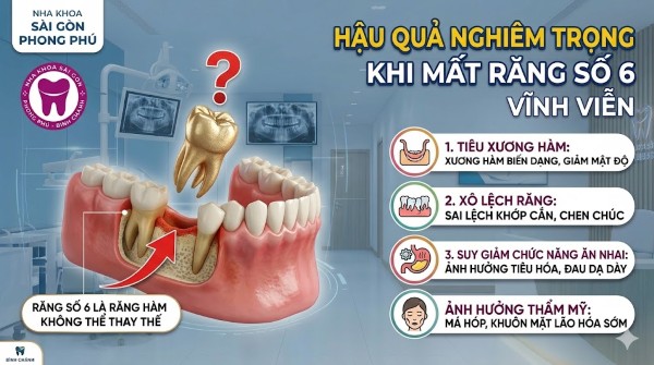 Răng số 6 có thay không? Giải đáp từ chuyên gia Nha khoa 4 Mất răng số 6 kéo theo nhiều hậu quả nghiêm trọng