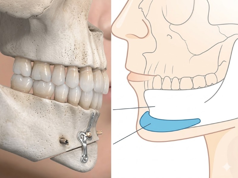 Cằm lẹm là gì? Nguyên nhân, dấu hiệu và cách khắc phục hiệu quả 6 Phẫu thuật trượt cằm hoặc độn cằm - Khắc phục tình trạng cằm lẹm do xương