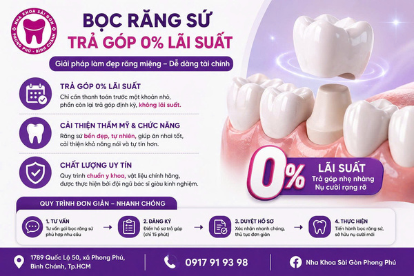 Bọc răng sứ trả góp 0% lãi suất tại Nha khoa Sài Gòn Phong Phú 1 Dịch vụ bọc răng sứ trả góp 0% lãi suất tại Nha khoa Sài Gòn Phong Phú